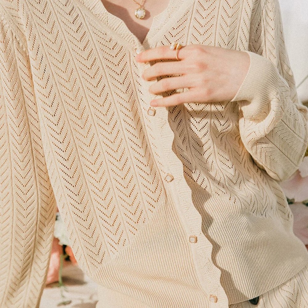 Simple Retro Sabrina Cardigan - Apricot